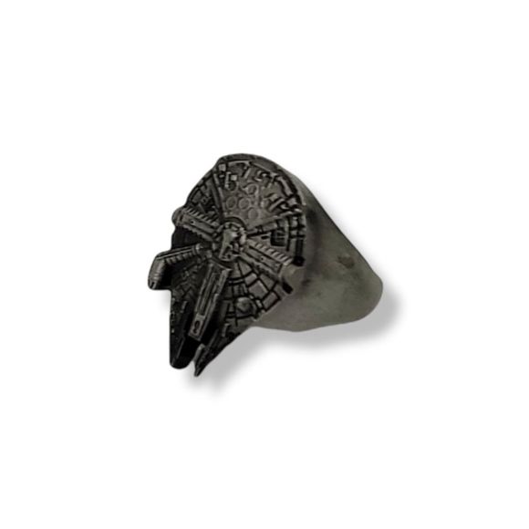 Antiqued Pewter Unisex Millennium Falcon Starwars Ring Sz 10 - Picture 2 of 6